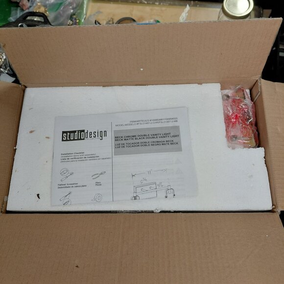 Studio Design Beck Chrm bathroom sink light fixture new silver tone extra bulbs - Picture 2 of 9